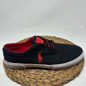 RALPH LAUREN Faxon Low Sneakers Black Red Size 13 Men's